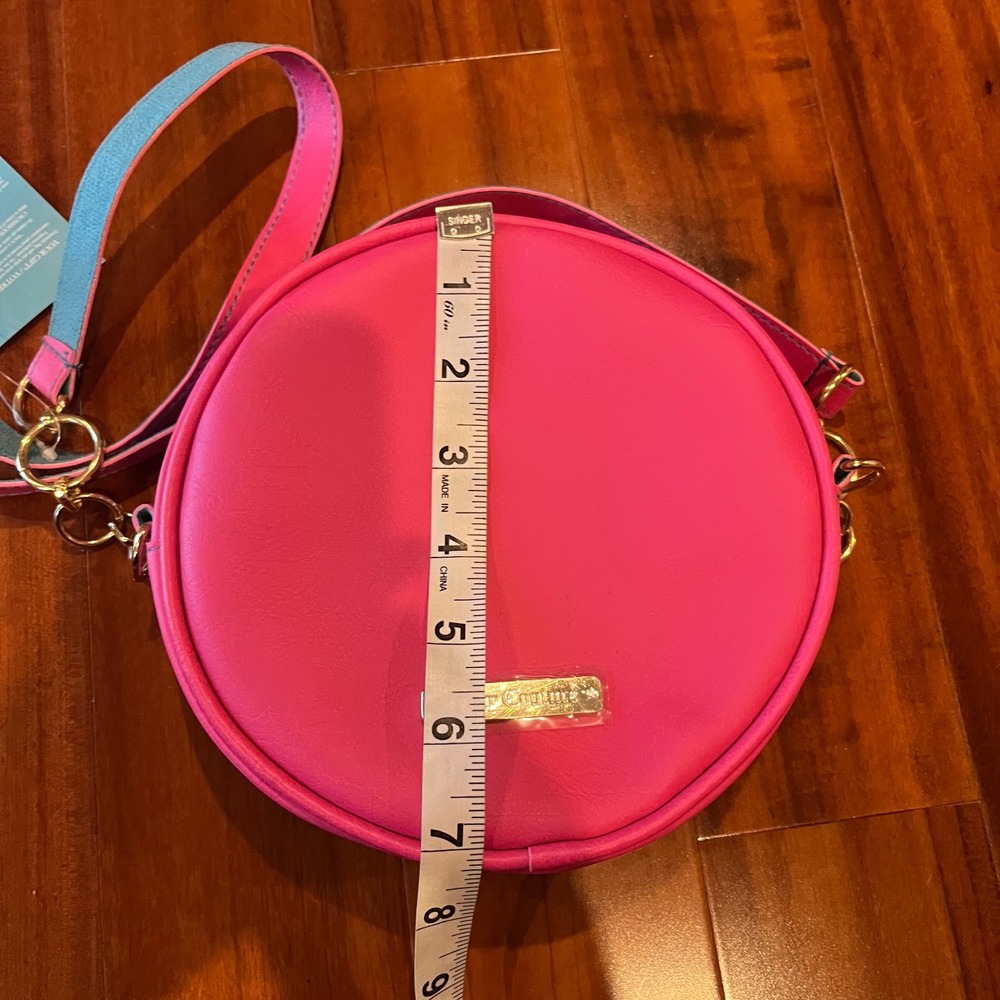 Juicy Couture Purse Bag Oui Splash Hot Pink Blue Round Crossbody Small New‎ NWT - Picture 8 of 9